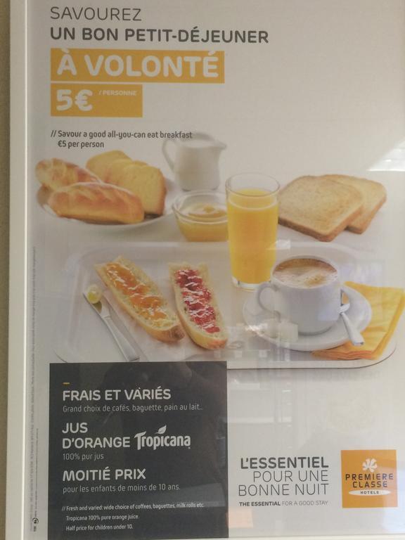Premiere Classe Évreux Dış mekan fotoğraf Breakfast menu